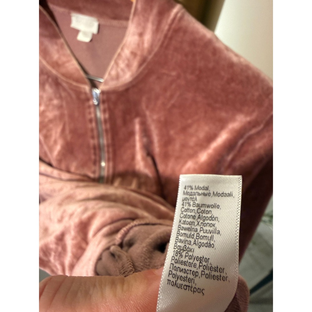 Hanro Womens Velvet Bomber Jacket Dusty Rose Mauve Full Zip Small S/P Loungewear - Picture 5 of 10